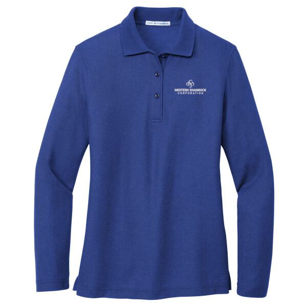   - Ladies Silk Touch™ Long Sleeve Pique Polo Thumbnail