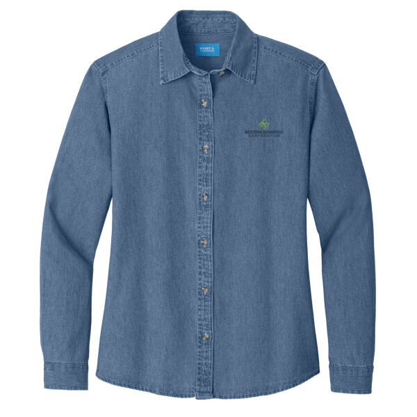   - Ladies Long Sleeve Value Denim Shirt Thumbnail